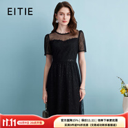 愛(ài)特愛(ài)（EITIE）網(wǎng)紗蕾絲收腰蓬蓬裙亮片小黑裙連衣裙夏新款高端女裝7407158 極簡(jiǎn)黑20 L 165