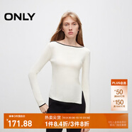ONLY秋冬時(shí)尚撞色一字領(lǐng)開(kāi)叉修身毛衣針織衫女|124324013 A06 太古白色 L (170) 88A