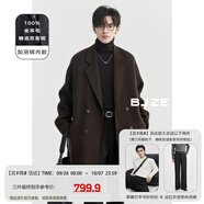 伯爵卓爾高端全羊毛雙面呢大衣100%男士2025秋冬季新款中長款通勤男裝外套 巧克力軟糖 【加鵝絨內(nèi)膽-可拆卸式】 XL (180)