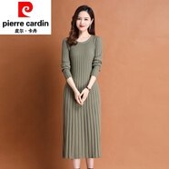 皮爾卡丹（pierre cardin）半高領(lǐng)中長(cháng)款純羊毛毛衣連衣裙羊毛呢打底衫2025春秋針織內搭女針 淺綠色 XL 建議116-125斤