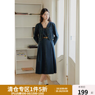獨(dú)束大碼女裝復(fù)古牛仔外套吊帶裙兩件套女春裝新款休閑牛仔時(shí)尚套裝 復(fù)古藍(lán) L (尺碼：2) (尺碼：2)