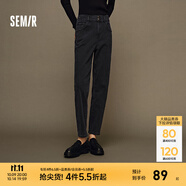 森馬（Semir）森柔牛仔牛仔褲女抓絨長褲冬季錐形褲顯瘦 牛仔水洗黑98201 S