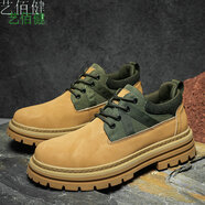 藝佰健厚底低幫工裝鞋男鞋秋季2025新款復古英倫風(fēng)休閑鞋男士運動(dòng)馬丁靴 土黃 39