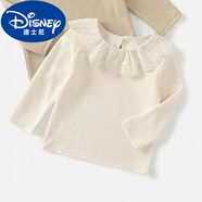 迪士尼（Disney）小女孩2025秋季新款童裝韓國女童寶寶氣質(zhì)燈芯絨背心裙甜美連衣裙 花邊領(lǐng)米杏色 100 cm