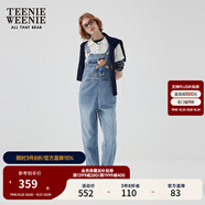 Teenie Weenie【天絲混紡】小熊女秋季元?dú)鈺r(shí)尚牛仔連體長(zhǎng)褲背帶褲 中藍(lán)色 S (160)