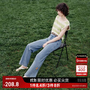 ONLY夏季涼感冰氧酷高腰顯瘦直筒褲牛仔褲女|124232025 J33 350水洗牛仔藍(lán) S (160) 64A（卡碼拍大）