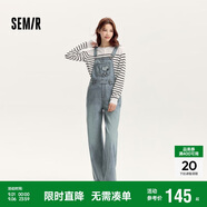 森馬史努比IP牛仔褲女闊腿褲春秋背帶褲休閑可愛(ài)109524124007