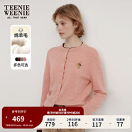 Teenie Weenie小熊秋季綿羊毛軟糯毛針織開衫簡約通勤毛衣外套女裝 粉色 L (170)