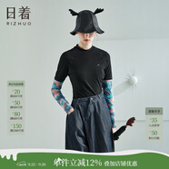日著原創(chuàng)設(shè)計(jì)女裝2024夏季新款 獨(dú)特上衣修身小眾修身純棉短袖t恤 樹蔭黑 XL