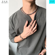 吳權(quán)灣美式V領(lǐng)德絨長袖T恤男款秋季潮牌cleanfit寬松內(nèi)搭2025新款打底衫 深灰色 M