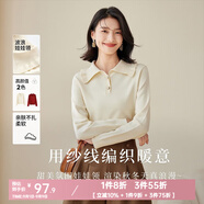 歐莎（OSA）減齡娃娃領(lǐng)套頭針織衫女士初春2025年新款顯瘦外搭上衣 淺杏色 XL
