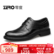 零度Zero男鞋正裝皮鞋2025秋冬新款男士商務(wù)休閑鞋牛皮保暖加絨英倫 黑色 40