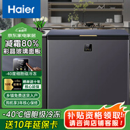 海爾冰柜家用小型冷藏冷凍兩用減霜80%保鮮小冷柜-40度超低溫速凍100/200/300/480升商用大容量冷凍柜 【-40度彩晶】丨減霜80% 200L