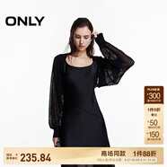 ONLY【七夕禮物】寬松亮片短款蝙蝠袖開(kāi)衫針織衫女|12513A013 H1Z黑色 M