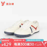 意爾康男鞋休閑板鞋2025夏秋季新款真皮小白鞋系帶平底防滑駕車鞋跑鞋男 米/藍(lán)5531AR57865A-Q7 單層 39