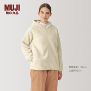 無(wú)印良品（MUJI） 女式 長(zhǎng)毛抓絨 連帽衫 女搖粒絨外套秋冬款長(zhǎng)袖女裝 BB2QOA4A 象牙色 M(160/84A)