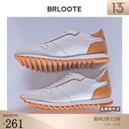 巴魯特（Brloote）輕奢真皮男鞋柔軟舒適透氣拼接休閑鞋改良小白鞋 白色 38