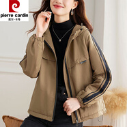 皮爾卡丹加絨加厚女士派克服小個(gè)子棉服2025季新款棉襖連帽外套安可拉紅 咖色 M 【建議90-105斤】