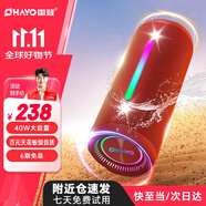 雷登（OHAYO）X10 Ultra音響藍牙音箱 40W大功率音量超重低音炮戶外防水迷你小鋼炮便攜式隨身騎行音響 紅色