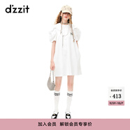 DZZIT地素時(shí)尚春夏甜酷少泡泡袖娃娃領(lǐng)短袖連衣裙3H2O4501B 白色 M