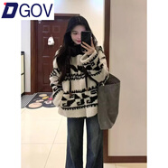DGOV韓系小個(gè)子羊羔毛短外套女感毛絨加厚保暖連帽上衣 杏色zt XL 【115-125斤】