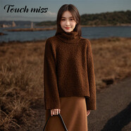 塔馳密司 TOUCH MISS高領(lǐng)加厚毛衣女秋冬新款寬松套頭內(nèi)搭打底衫上衣 FSL 焦糖棕 S