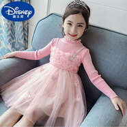 迪士尼（Disney）女童連衣裙秋裝新款寶寶洋氣蓬蓬紗裙子兒童裙小女孩毛衣公主裙 20857粉色 110 cm