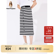 Hush Puppies暇步士女裝夏季條紋休閑舒適透氣半身裙 388黑白 26