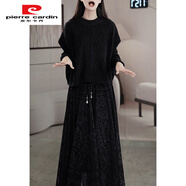 皮爾卡丹（pierre cardin）兩件套針織連衣裙女2025年秋冬新款媽媽今年流行套裝加厚毛衣裙子 黑色【倆件套】 M 【建議85-100斤左右】