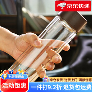 綠珠雙層防燙玻璃杯男女士高顏值過濾泡茶杯個(gè)人專用水杯子 棕色350ml