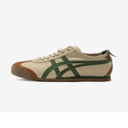 Onitsuka Tiger鬼?；EXICO66夏季皮面透氣輕便百搭跑步鞋男女運動(dòng)休閑鞋 棕綠色 37.5