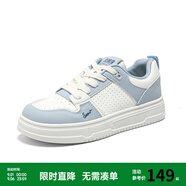 Semir官方正品板鞋女鞋春秋季新款拼色百搭休閑鞋厚底防滑輕便小白鞋女 白藍(lán) 37