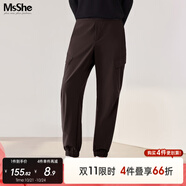 MsShe【輕戶外機能工裝沖鋒褲】大碼女裝2025秋季胖mm束腳長褲子 拿鐵色現(xiàn)貨 XL