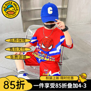 G.DUCKKIDS童裝男童夏裝套裝時髦蜘蛛俠衣服兒童夏季套裝卡通短袖兩件套男孩 紅色 110 建議身高100-110cm年齡4-5