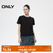 ONLY2025秋季新款簡約舒適基礎(chǔ)純色圓領(lǐng)正肩短袖T恤女|125101058 H1Z 黑色 L (170) 88A