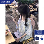 Wa&NaWASSUP可愛卡通植絨貓咪短袖t恤女大童初中高中學生寬松半袖上衣 【今年流行_女裝_學院風_小清新_減齡_很仙_甜美 S