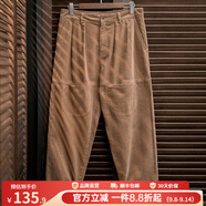 馬登工裝 美式復古多口袋燈芯絨休閑褲男秋季寬松純棉條絨直筒褲子 卡其 30