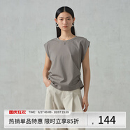 阿依蓮【商場同款】氣質(zhì)休閑無袖T恤女夏季2025新款高檔洋氣顯瘦上衣 冷萃棕 S