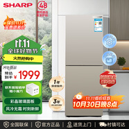 SHARP夏普冰箱 雙開(kāi)兩門風(fēng)冷無(wú)霜租房小型家用小型電冰箱 大冷凍 鈑金面板 無(wú)邊框懸浮設(shè)計(jì)冰箱以舊換新 196升米羅金玻璃面板BCD-196WTGE-N
