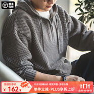 馬登工裝 美式休閑菠蘿紋針織衫半拉鏈連帽加厚保暖毛衣男秋季 灰色 L