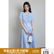 獨束大碼女裝夏少女感時(shí)尚套裝微胖mm清爽減齡襯衫+半裙兩件套 晴空藍-上衣 M (尺碼：1) (尺碼：1)