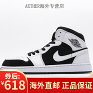 耐克（NIKE）運動(dòng)鞋AJ1籃球鞋男鞋aj1煙灰小熊貓aj1黑腳趾閃電倒鉤Aj1高幫 AJ高幫 黑白熊貓 554724-113 36
