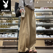 花花公子（PLAYBOY）2025巨好看工裝褲卡其色闊腿顯瘦大碼胖日系慵懶松弛感褲子秋季 卡其色 XL 【建議120-140斤】