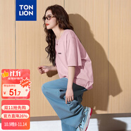 唐獅（TonLion）2025女前胸文字圓領(lǐng)短袖T恤