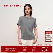 EP雅瑩女裝 長(zhǎng)絨棉正肩修身針織短袖t恤衫上衣  2025新款5339B 灰色 S