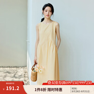 茵曼歐若風(fēng)無袖背心連衣裙2025夏季法式度假寬松松弛感純棉小黑裙 鵝黃色 S