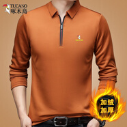 啄木鳥(niǎo)純棉拉鏈加絨長(cháng)袖T恤男秋冬中年翻領(lǐng)純色加厚寬松爸爸冬裝POLO衫 A27橙黃XH 加絨 M 165建議120斤以?xún)?
                                         title=