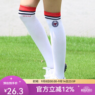PGM 高爾夫襪子 女士防曬襪 長(zhǎng)筒襪 夏季百搭服裝 顯瘦顯高 白紅色