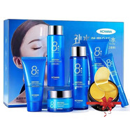 韓嬋【水嫩不油】八杯水保濕補水透潤六件套護膚品滋養水潤透亮美肌膚 八杯水六件套禮盒+眼膜60片