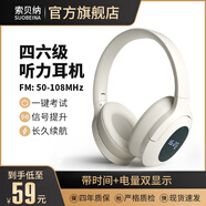 索貝納英語(yǔ)四六級聽(tīng)力耳機四級六級考試大學(xué)生專(zhuān)用校園FM調頻收音機三級ab級46級專(zhuān)四專(zhuān)八頭戴式藍牙耳麥 帶藍牙款【時(shí)間電量顯示】米色 標配 耳機+充電線(xiàn)+音頻線(xiàn)+收納袋